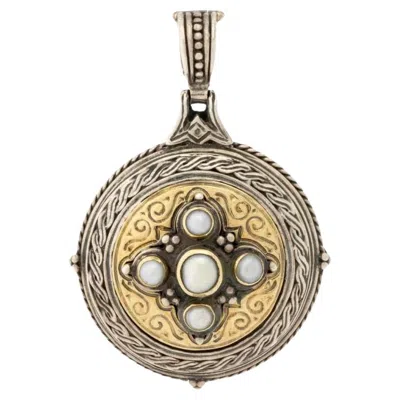 Pre-owned Konstantino Byzantine Sterling Silver 18k Gold Pearl Enhancer Pendant In Multi