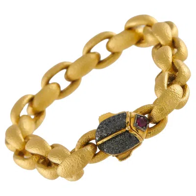 Pre-owned Konstantino Callas 18k Yellow Gold 0.45ct Black Diamond And Ruby Bracelet