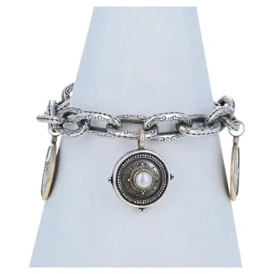 Pre-owned Konstantino Charm Bracelet 7 1/2" - Sterling 925 & Yellow Gold 18k Coin-inspired