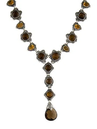 Pre-owned Konstantino Citrine & Smoky Quartz Pendant Necklace, 18" In Multi