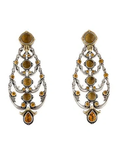 Pre-owned Konstantino Citrine Two-tone Chandelier Earrings In Multi