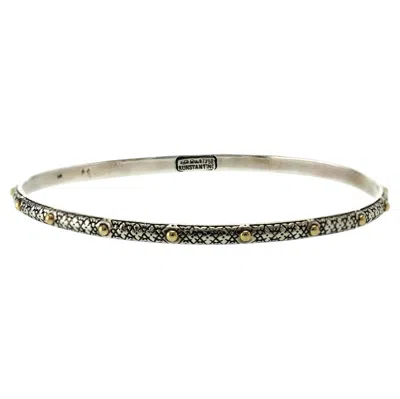 Pre-owned Konstantino Classic Sterling Silver & 18k Yellow Gold Dot Bangle Bracelet 7"