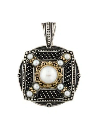 Pre-owned Konstantino Cultured Pearl & Spinel Pendant Enhancer In Multi