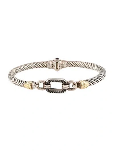Pre-owned Konstantino Diamond & Garnet Hinged Station Bracelet, 6.25" In Multi