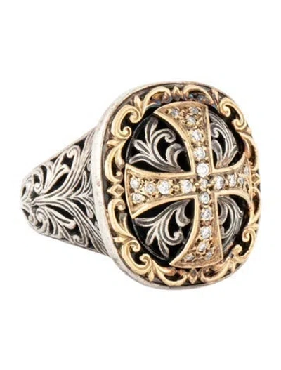 Pre-owned Konstantino Diamond Classics Cross Signet Ring In Multi