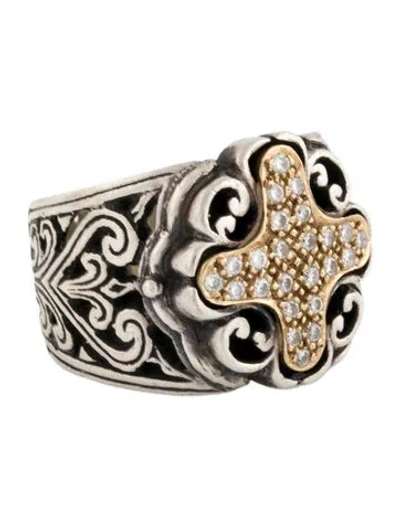 Pre-owned Konstantino Diamond Cross Band Ring In Multi