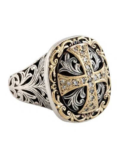 Pre-owned Konstantino Diamond Cross Cocktail Ring In Multicolor