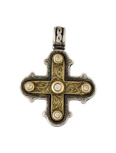 Pre-owned Konstantino Diamond Cross Pendant, 1.25" In Multi