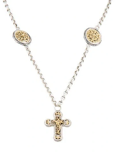 Pre-owned Konstantino Diamond Cross Pendant Necklace, 18" In Multicolor