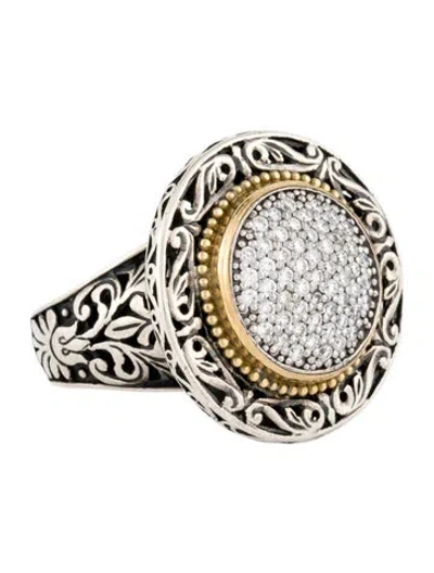 Pre-owned Konstantino Diamond Engraved Cocktail Ring In Multi