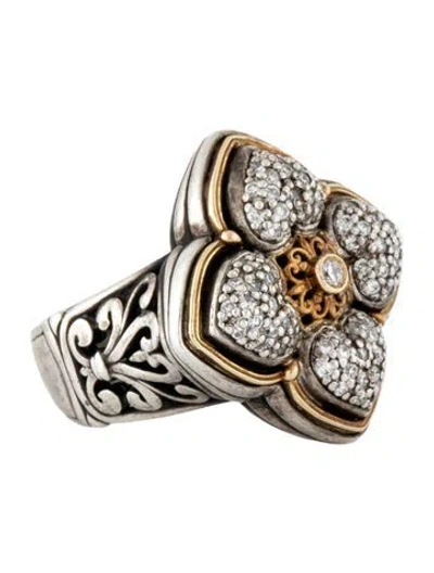 Pre-owned Konstantino Diamond Filigree Cocktail Ring In Multicolor