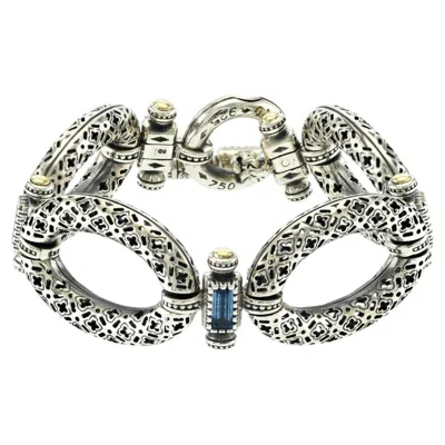 Pre-owned Konstantino Dome 925 Sterling & 18k Gold Blue Spinel Bracelet