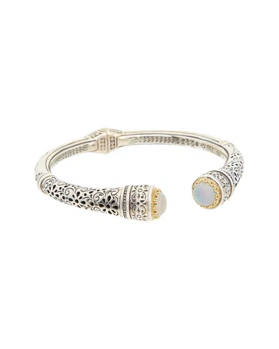 Konstantino Dome Silver & 18k Mother Of Pearl Doublet Bracelet In Burgundy