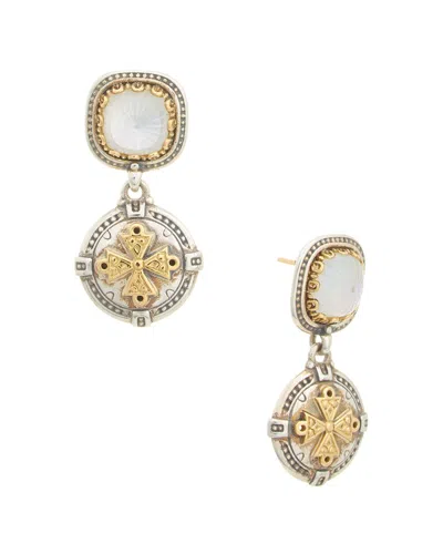 Konstantino Dome Silver & 18k Mother Of Pearl Drop Earrings In Brown
