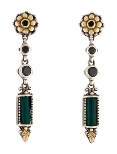 Pre-owned Konstantino Dyed Chalcedony & Onyx Drop Earrings In Multi