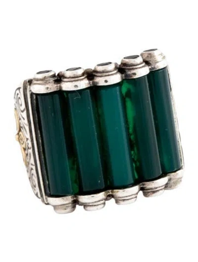 Pre-owned Konstantino Dyed Chalcedony & Spinel Cocktail Ring In Multicolor