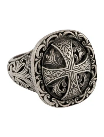 Pre-owned Konstantino Etched Cross Ring In Multicolor