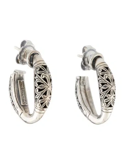 Pre-owned Konstantino Floral Etched Motif Hoop Earrings In Multi