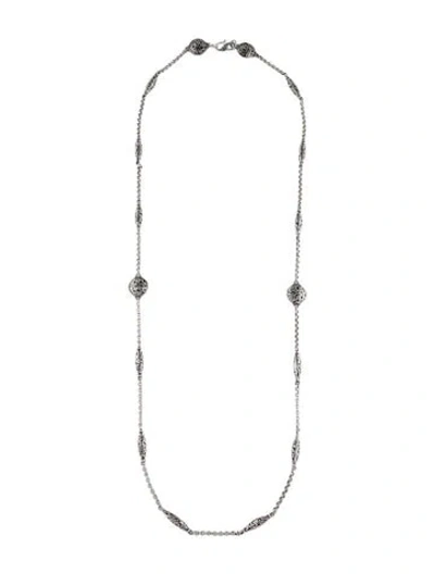 Pre-owned Konstantino Garnet Floral Station Necklace, 35" In Multi