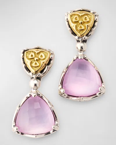 Konstantino Gen K 2 Silver And 18k Gold Rock Crystal Earrings In Purple