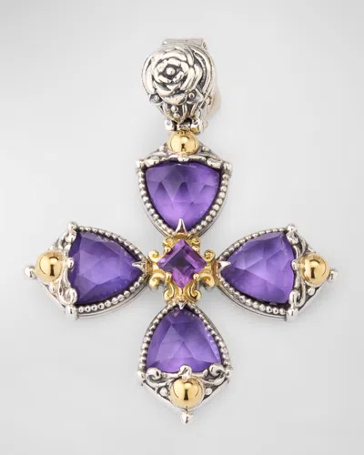 Konstantino Gen K 2 Sterling Silver And 18k Gold Amethyst/crystal Pendant