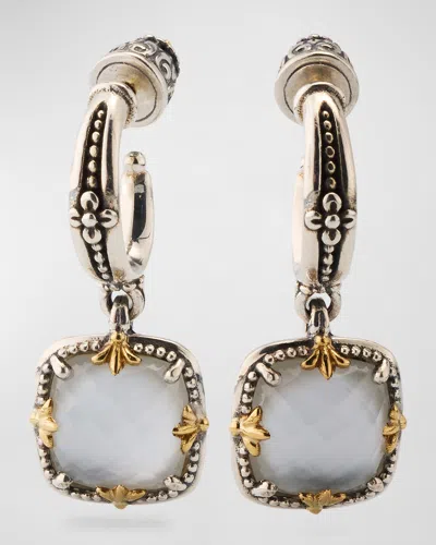 Konstantino Gen K 2 Sterling Silver And 18k Gold Mother-of-pearl/rock Crystal Earrings In Multi