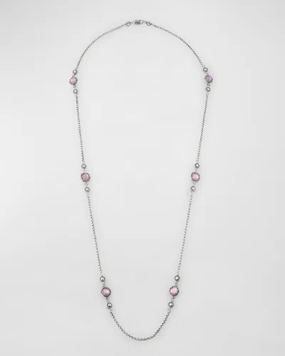 Konstantino Gen K 2 Sterling Silver Mother-of-pearl/rock Crystal Necklace In Pink Corundum
