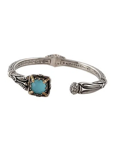 Pre-owned Konstantino Gen K Blue Quartz Doublet Cuff Bracelet, 6.75"