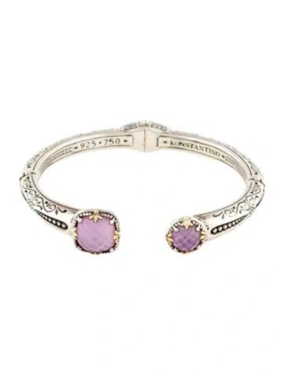Pre-owned Konstantino Gen K Quartz Doublet Cuff Bracelet, 7" In Multicolor