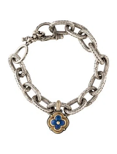 Pre-owned Konstantino Lapis Lazuli Charm Bracelet, 6.75" In Multicolor