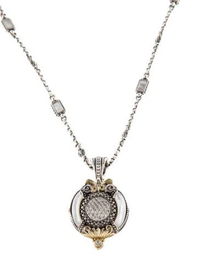 Pre-owned Konstantino Mother Of Pearl & Diamond Pendant Necklace, 18" In Multi