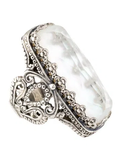 Pre-owned Konstantino Mother Of Pearl & Quartz Doublet Aura Cocktail Ring In Multi