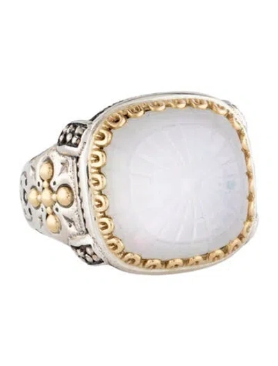 Pre-owned Konstantino Mother Of Pearl & Quartz Doublet Cocktail Ring In Multicolor