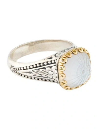 Pre-owned Konstantino Mother Of Pearl & Quartz Doublet Dome Cocktail Ring In Multicolor