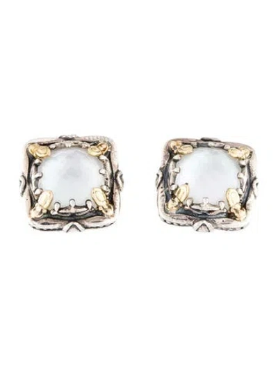 Pre-owned Konstantino Mother Of Pearl & Quartz Doublet Gen K Stud Earrings In Multicolor