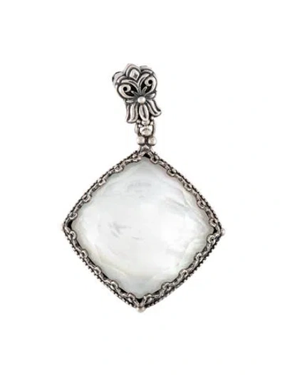 Pre-owned Konstantino Mother Of Pearl & Quartz Doublet Pendant, 2" In Multicolor