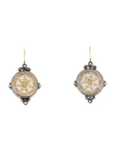 Pre-owned Konstantino Mother Of Pearl Scroll Drop Earrings In Multicolor