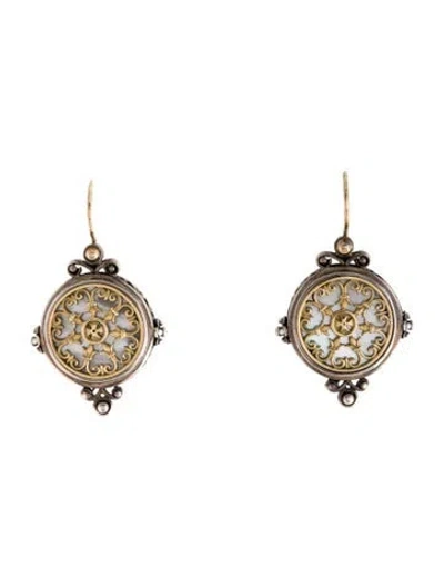 Pre-owned Konstantino Mother Of Pearl Scroll Drop Earrings In White
