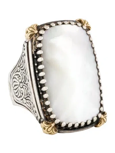 Pre-owned Konstantino Mother-of-pearl Selene Rectangular Cocktail Ring In Multi