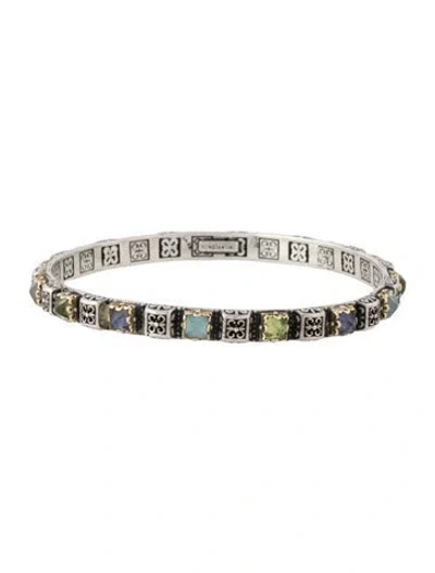 Pre-owned Konstantino Multistone Bangle Bracelet, 7.75" In Multicolor