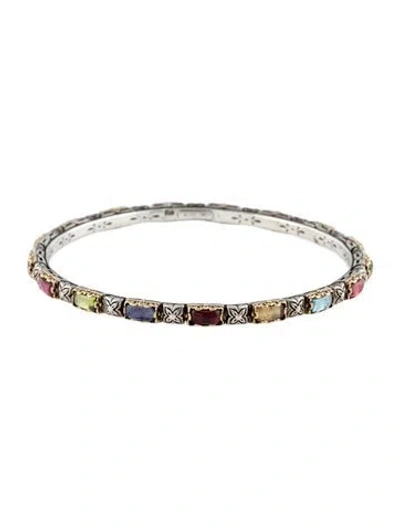 Pre-owned Konstantino Multistone Clio Bangle Bracelet, 7.75" In Multicolor