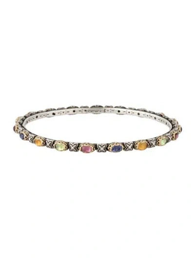Pre-owned Konstantino Multistone Clio Bangle Bracelet, 7.75" In Multicolor