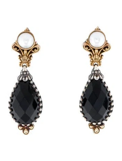 Pre-owned Konstantino Nykta Onyx & Pearl Drop Earrings In Multicolor