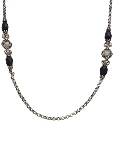 Konstantino Nykta Silver Onyx Necklace In Black