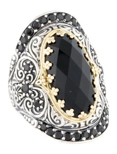Pre-owned Konstantino Onyx & Spinel Oval Cocktail Ring In Multicolor