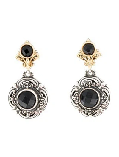 Pre-owned Konstantino Onyx Carved Drop Earrings In Multi