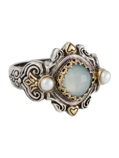 Pre-owned Konstantino Pearl & Chalcedony Amphitrite Ring In Multicolor