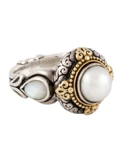 Pre-owned Konstantino Pearl & Mother Of Pearl Cocktail Ring In Multi