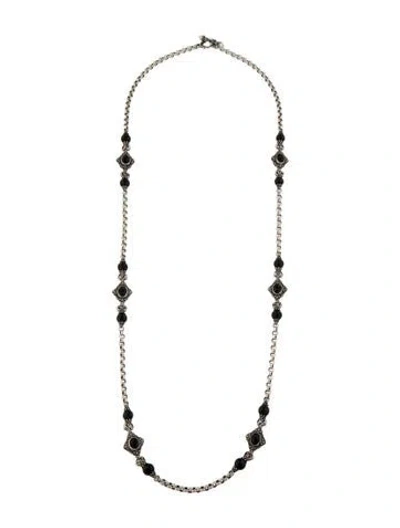 Pre-owned Konstantino Pearl & Onyx Nykta Station Necklace, 35" In Multi