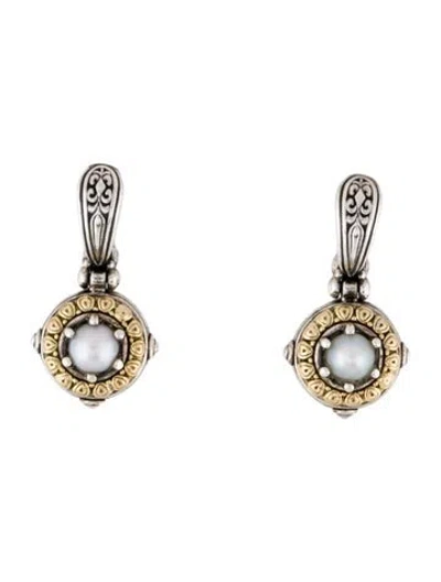 Pre-owned Konstantino Pearl Carved Drop Earrings In Multi